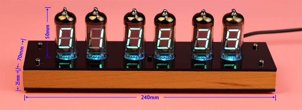 VFD Nixie Tube Clock IV-11 Dimensions